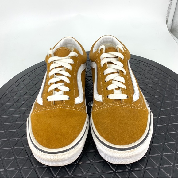 Vans Women 37 Size 7 Sneakers Yellow Brown Canvas Suede Old Skool Shoes Low Top - Picture 2 of 10